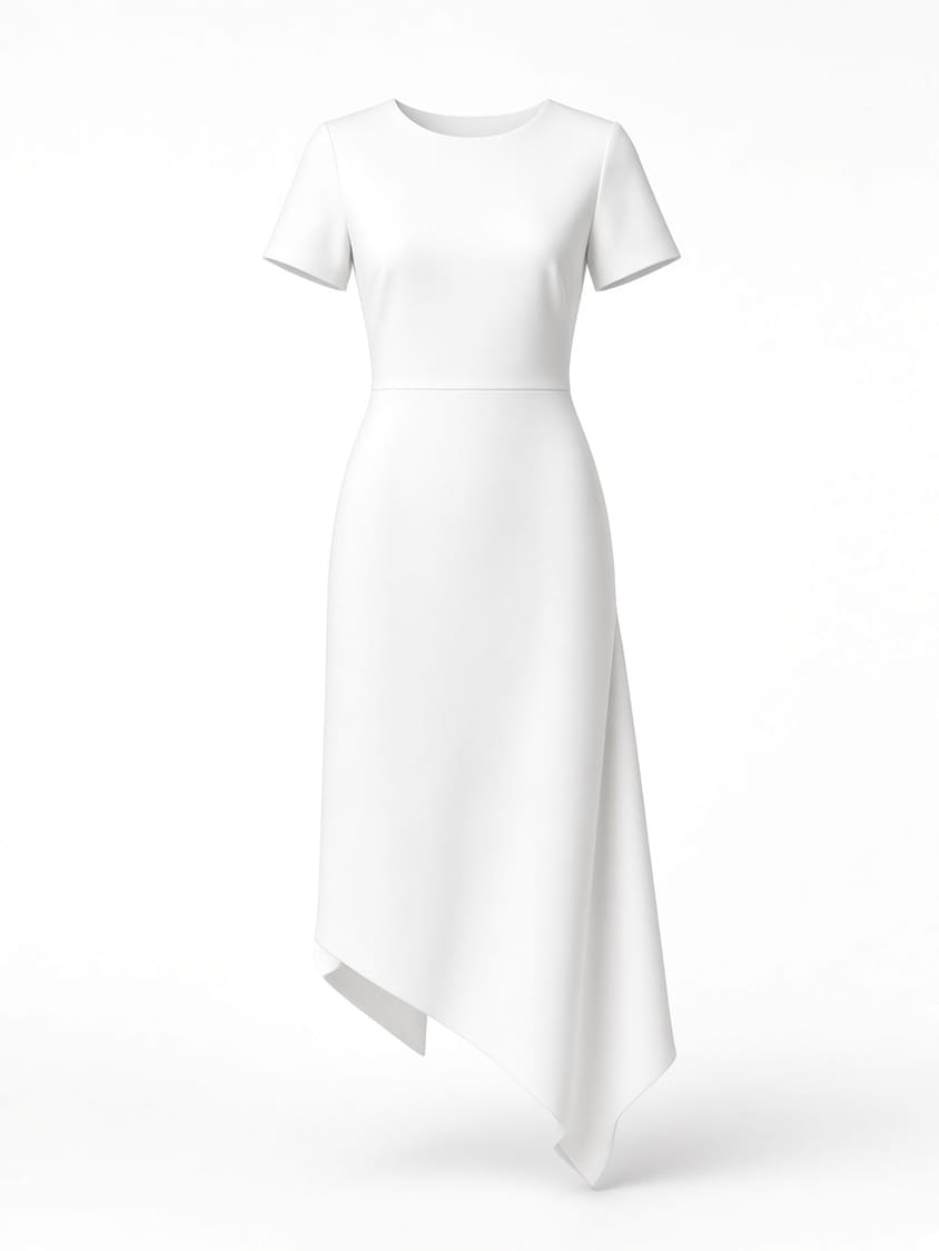 Asymmetric Hem Midi Dress